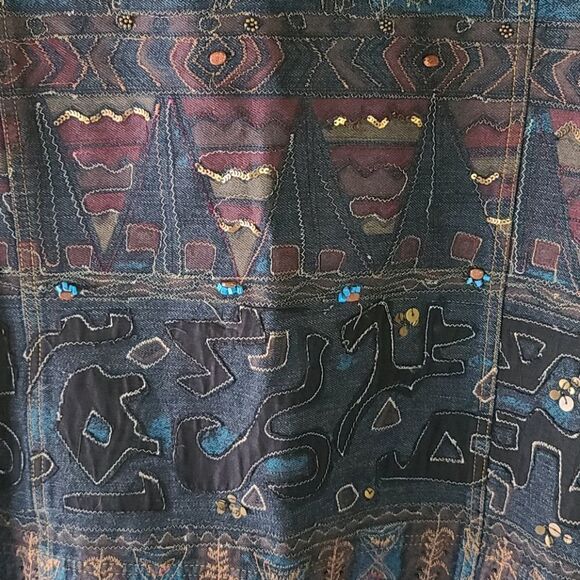 Chico's Embellished Jean Jacket Size 8 - Picture 4 of 6
